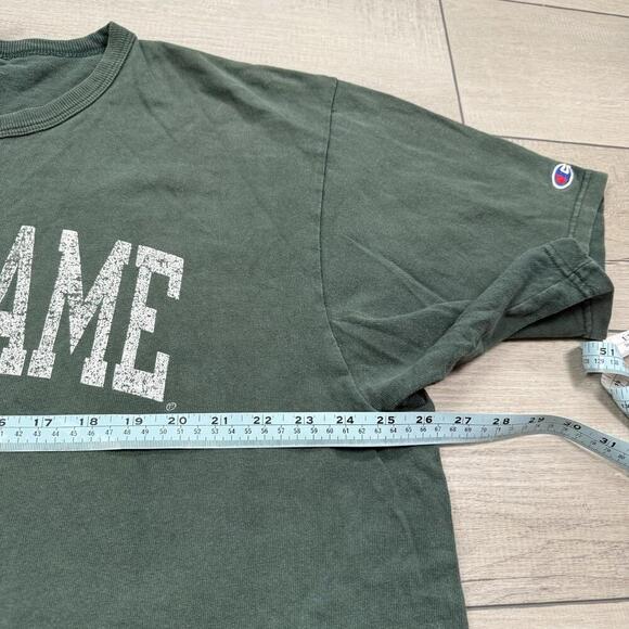 Vintage Champion Notre Dame T-Shirt Green XXL Distressed Logo 90s/00s NCAA Fade - Picture 8 of 8